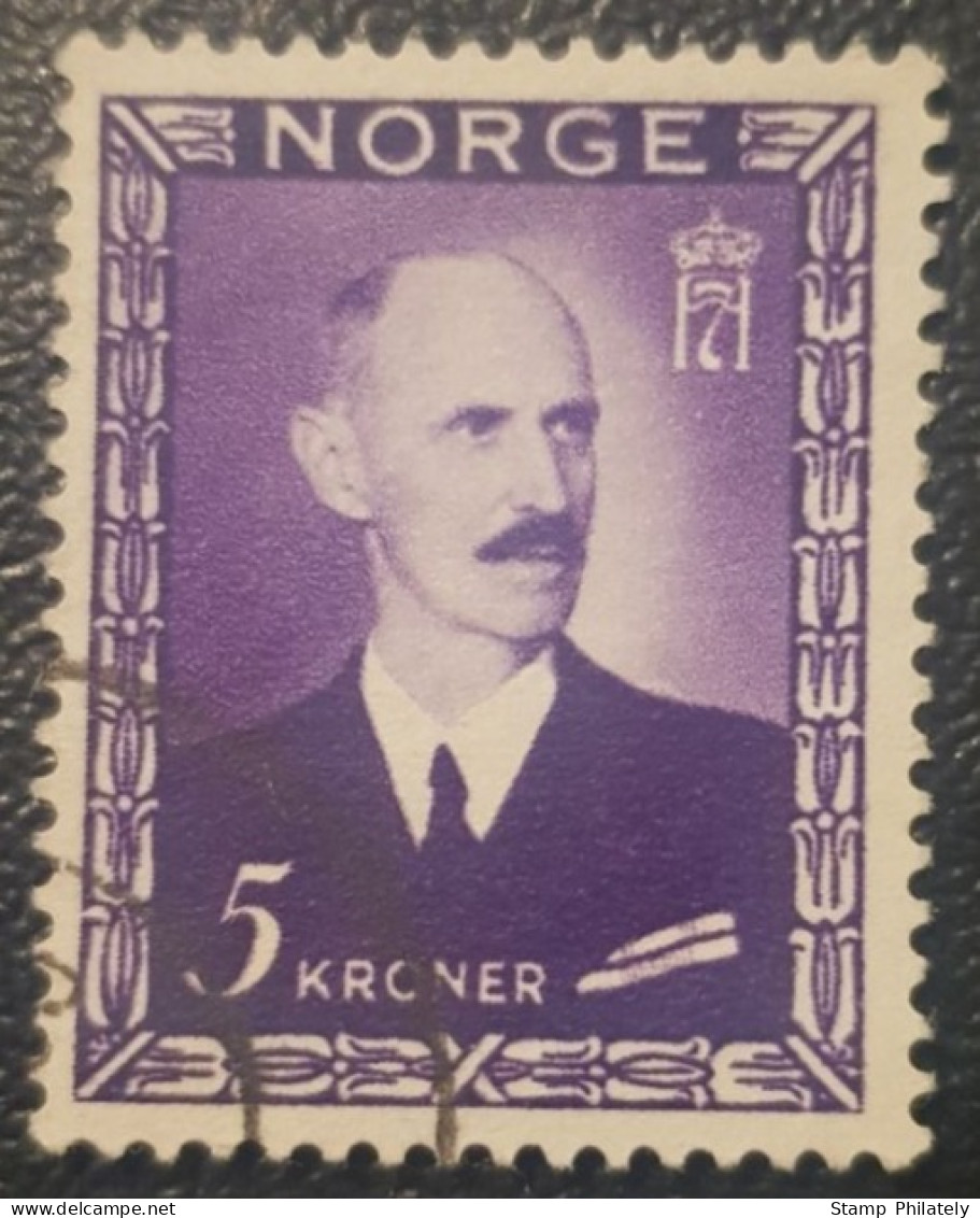 Norway King Haakon 5Kr Used Postmark Stamp - Oblitérés