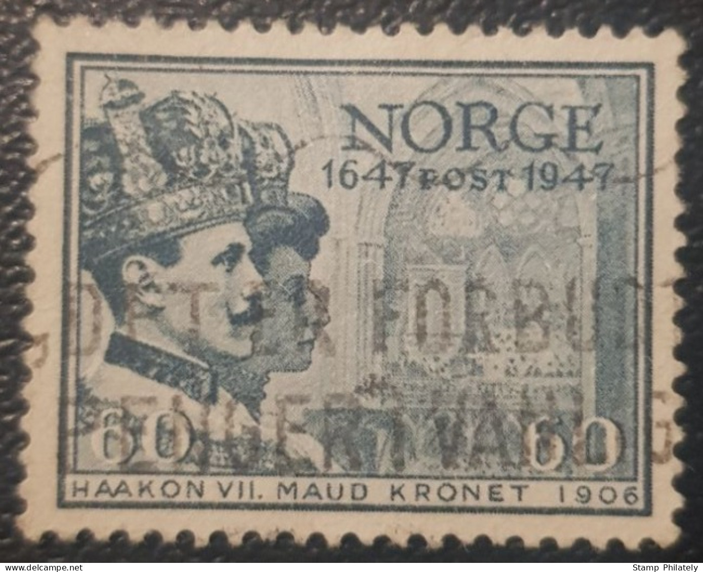 Norway 60 Used Stamp 1947 Norwegian Mail Service - Gebruikt