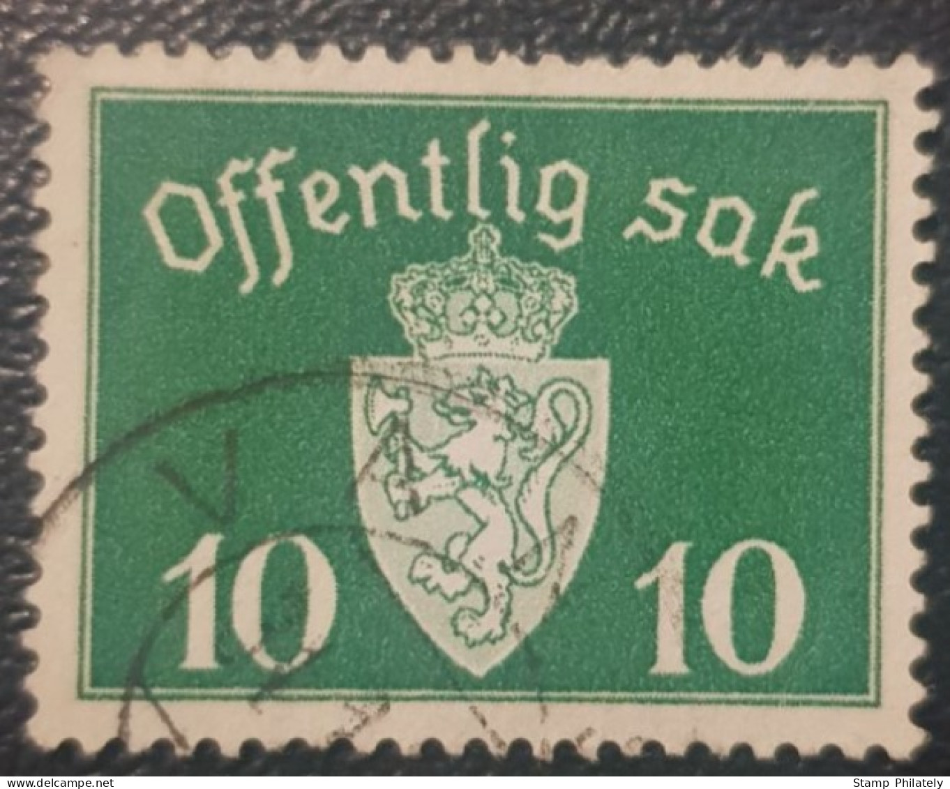 Norway 10 Used Stamp Offentlig Sak - Oficiales