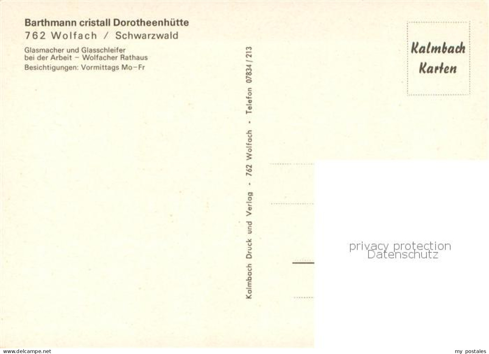 73776765 Wolfach Barthmann Cristall Dorotheenhuette Glasmacher Und Glasschleifer - Wolfach