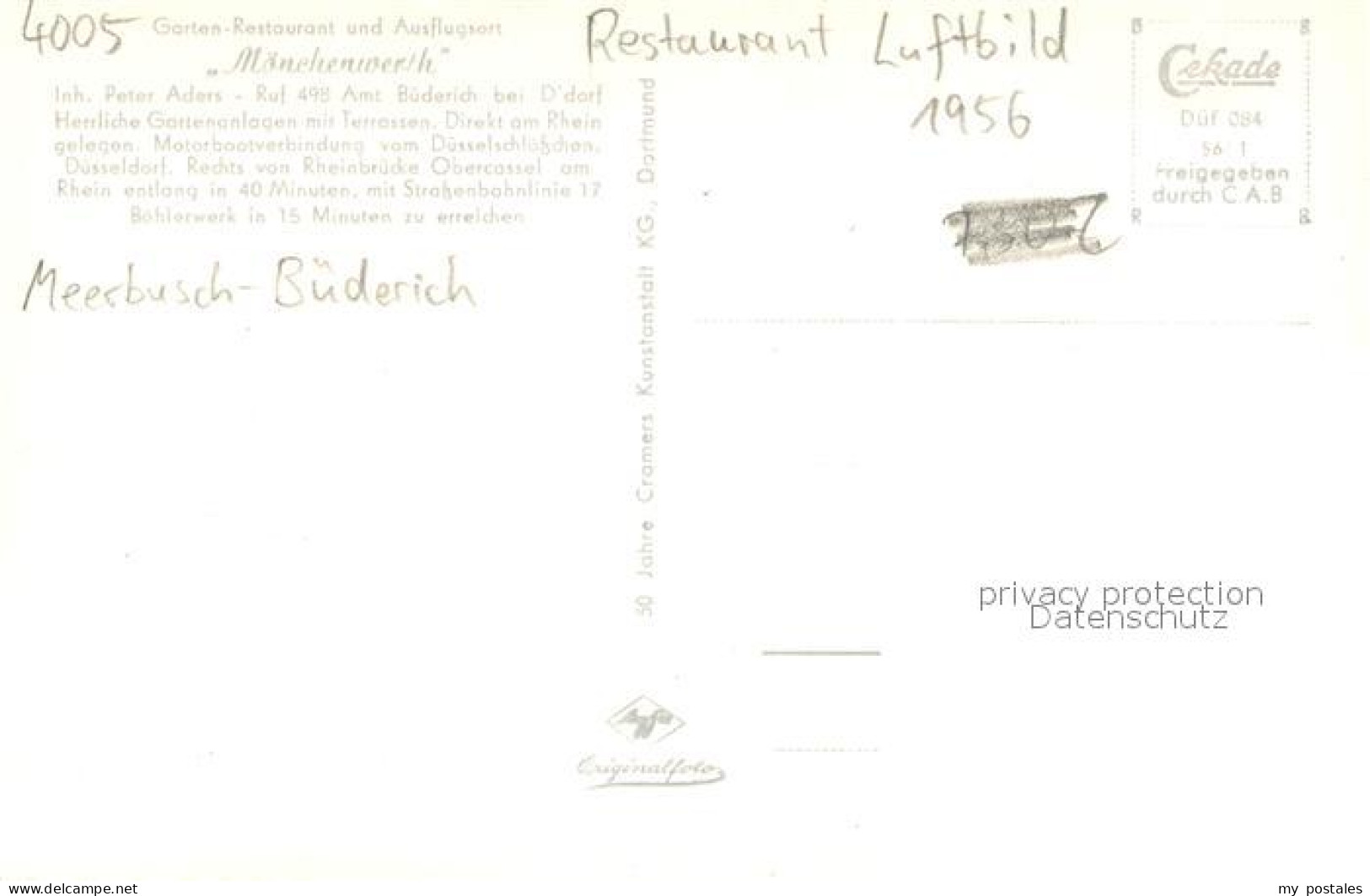 73688670 Buederich Duesseldorf Gartenrestaurant Moenchenwerth Fliegeraufnahme Bu - Meerbusch