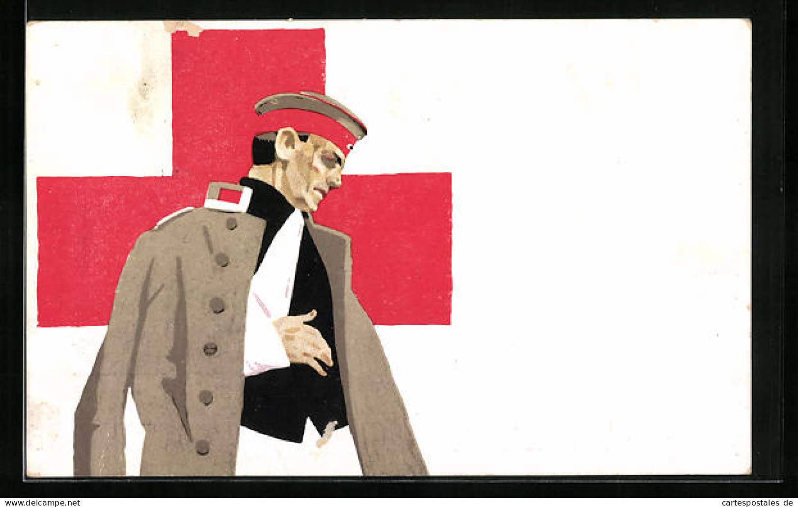 Künstler-AK Ludwig Hohlwein: Rotes Kreuz, Verwundeter Soldat In Uniform  - Croix-Rouge