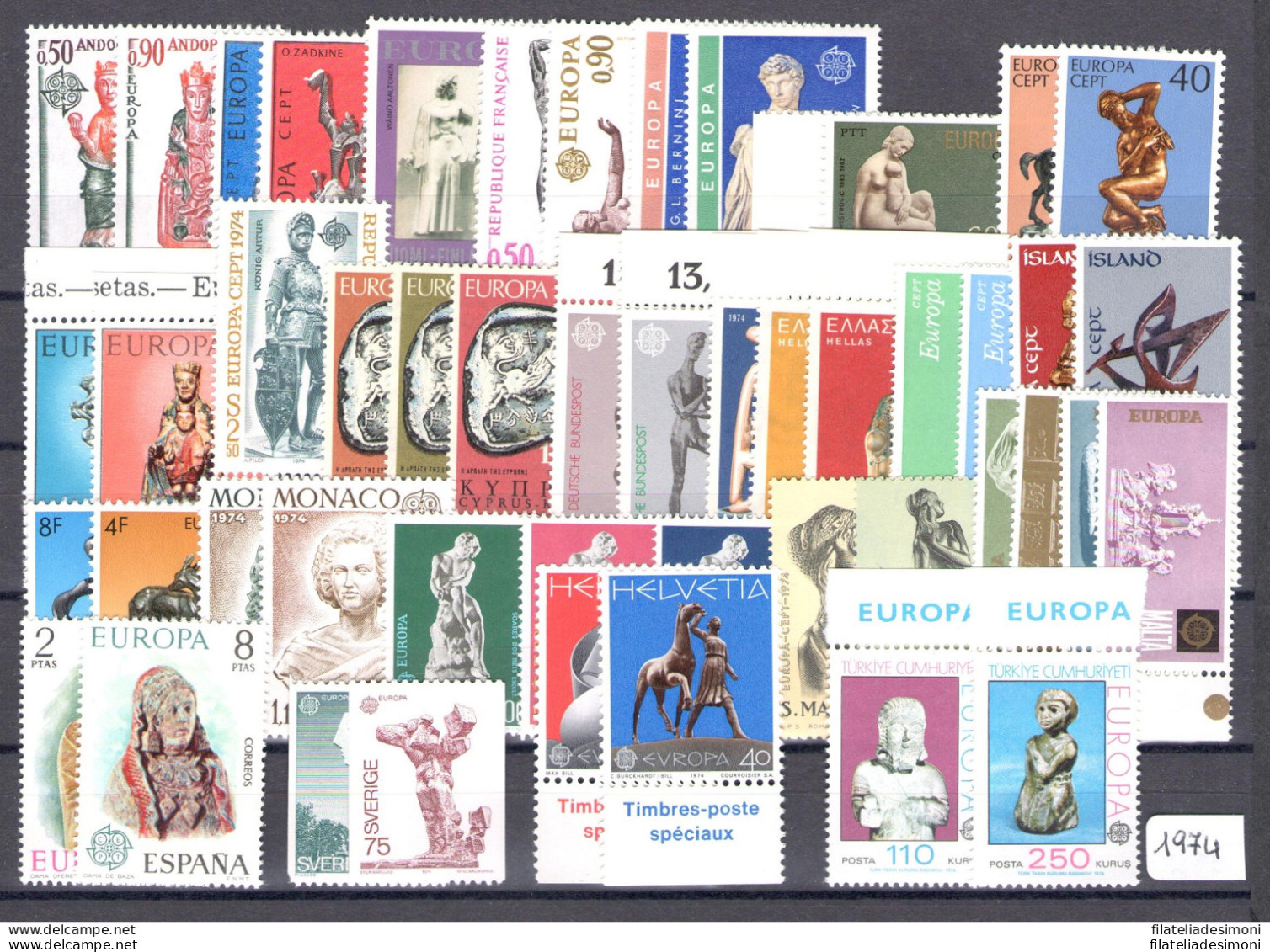 1974 EUROPA CEPT , Annata Completa , Francobolli Nuovi , "Sculture" 23 Paesi 49 - Annate Complete