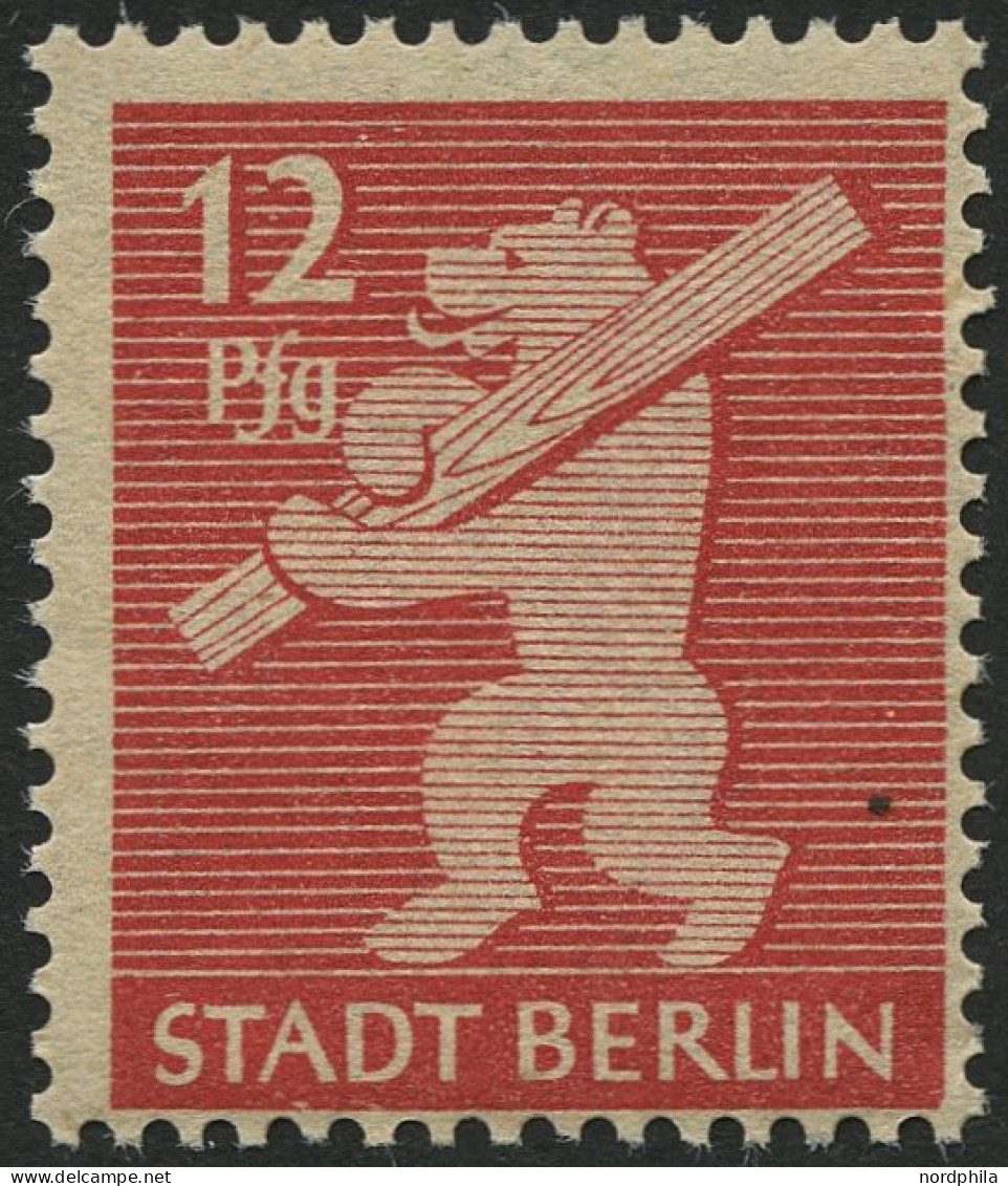 BERLIN UND BRANDENBURG 5AAwax **, 1945, 12 Pf. Mittelkarminrot, Graurosa Papier, Glatte Gummierung, Pracht, Gepr. Zierer - Berlin & Brandenburg