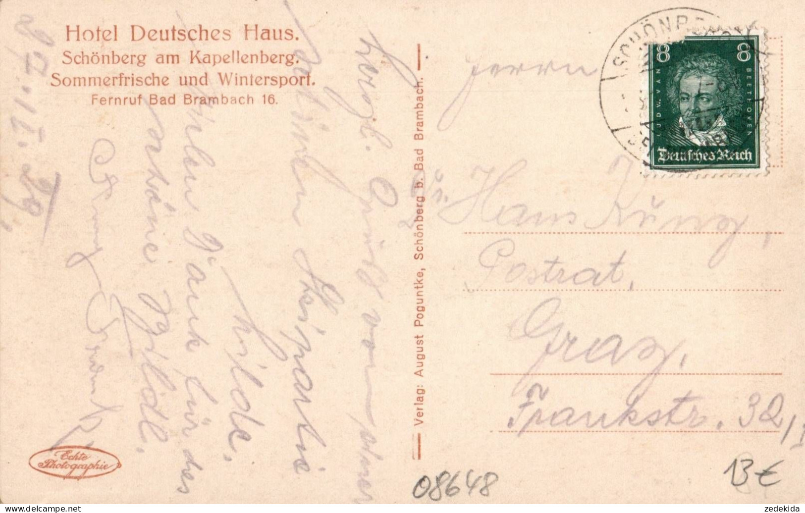 H0860 - Schönberg Vogtland - Hotel Deutsches Haus - August Poguntke - Vogtland