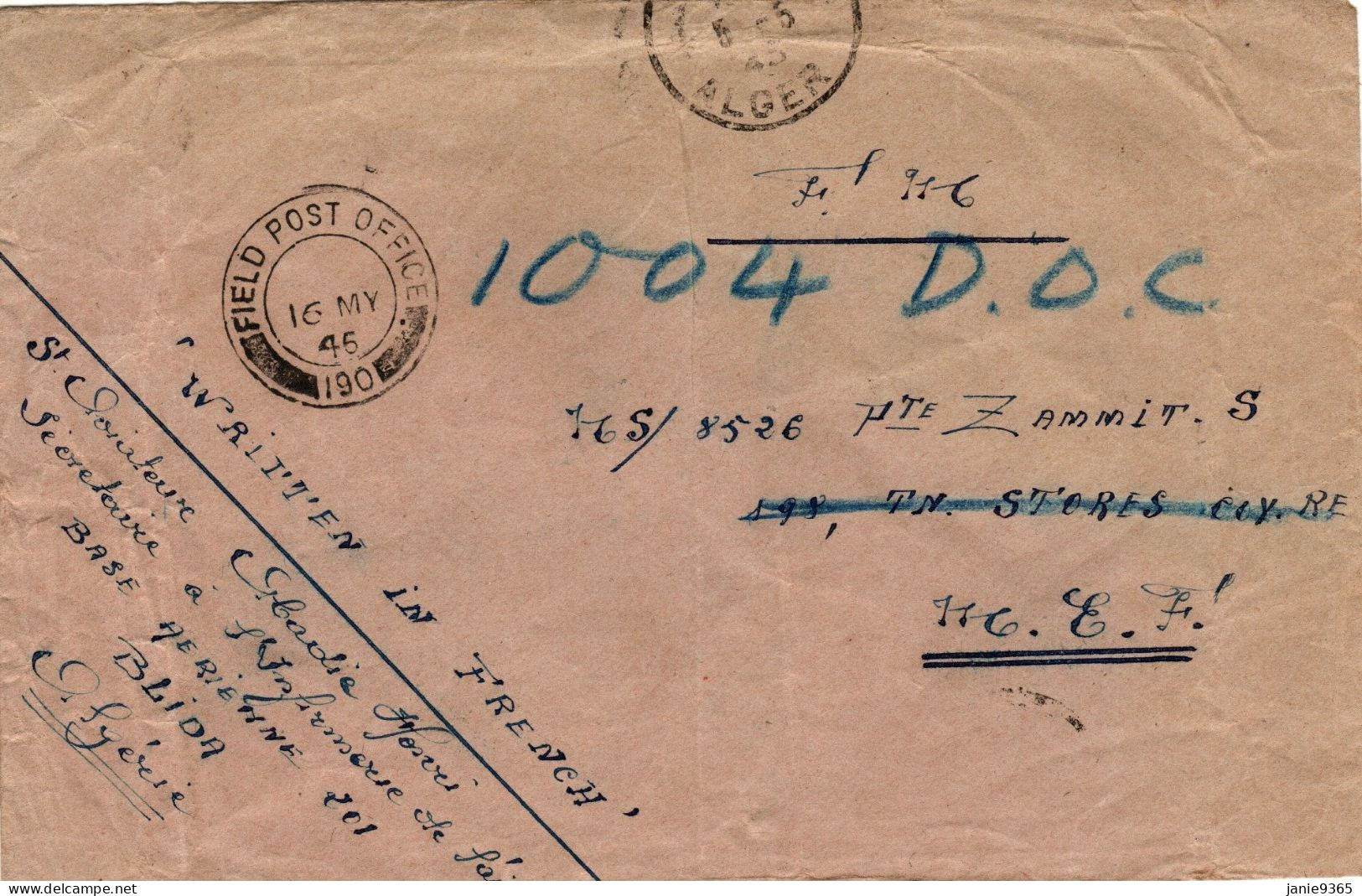 Great Britain 1945 Military Mail  Base Army Post Office 190 - Non Classés