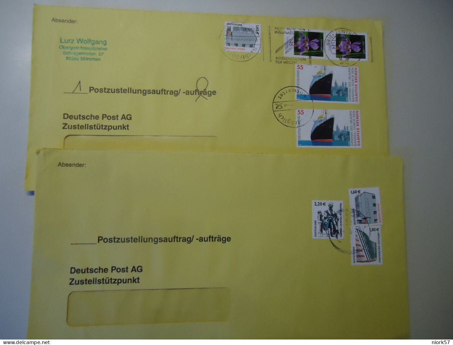 GERMANY   2  COVER  8 STAMPS   BIG VALUE  BUILDING ORCHIDS   SHIPS - Monumentos