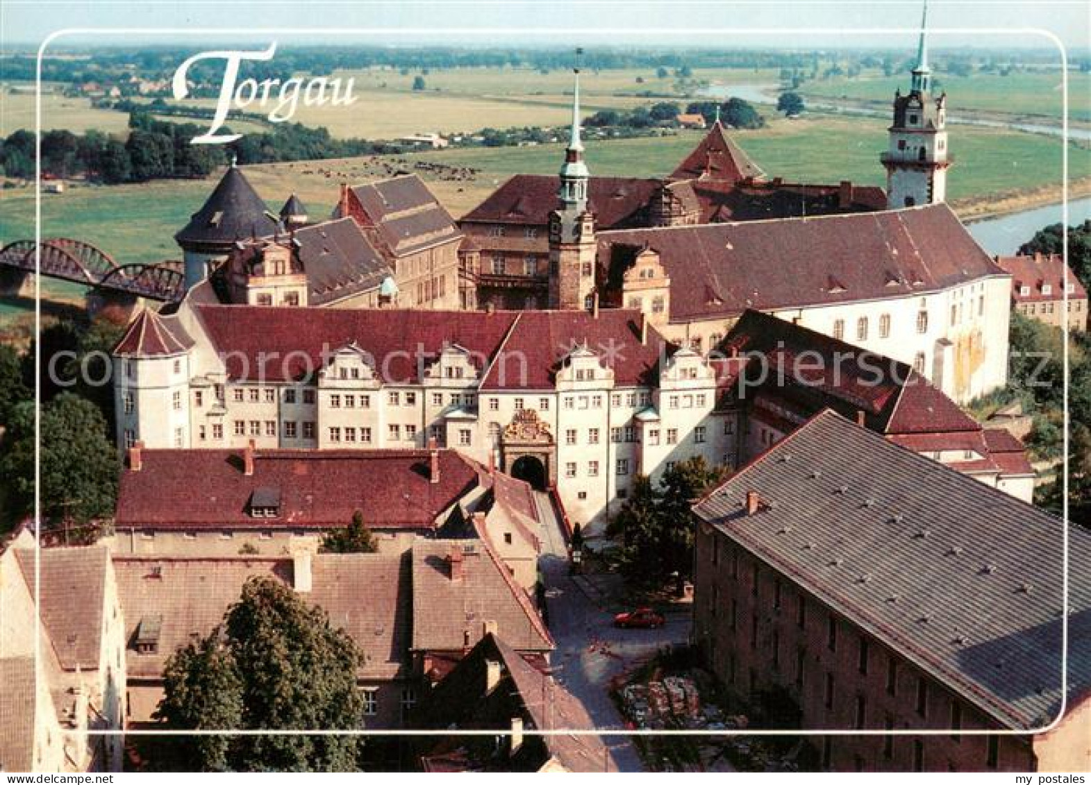 73684251 Torgau Blick Von Stadtkirche St. Marien Elbaue Schloss-Hartenfels Torga - Torgau