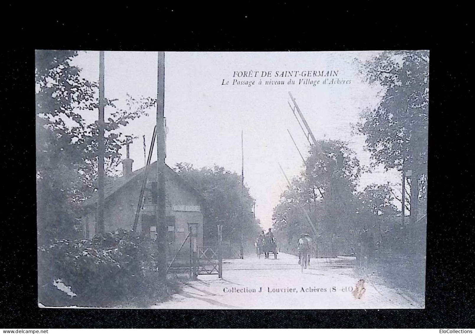 Cp, 78, Le Passage à Niveau Du Village D'Achères, Chemin De Fer, Cyclistes,  Forêt De Saint Germain, écrite 1927 - Acheres