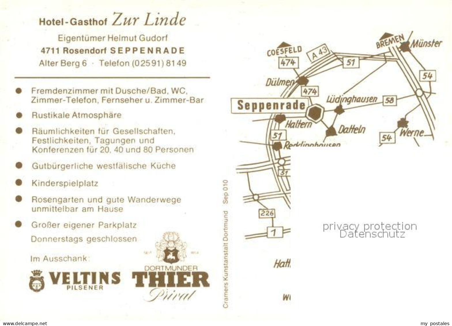 73684192 Seppenrade Rosendorf Hotel Gasthaus Zur Linde Seppenrade - Lüdinghausen