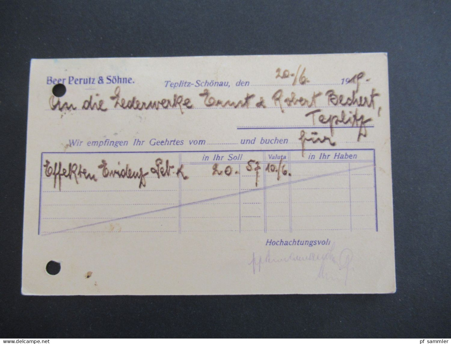 CSR / Sudetenland 1918 2x Hradschin / Mucha MiF Auf Orts PK Teplitz Schönau Abs. Beer & Perutz & Söhne - Lederwerke - Briefe U. Dokumente