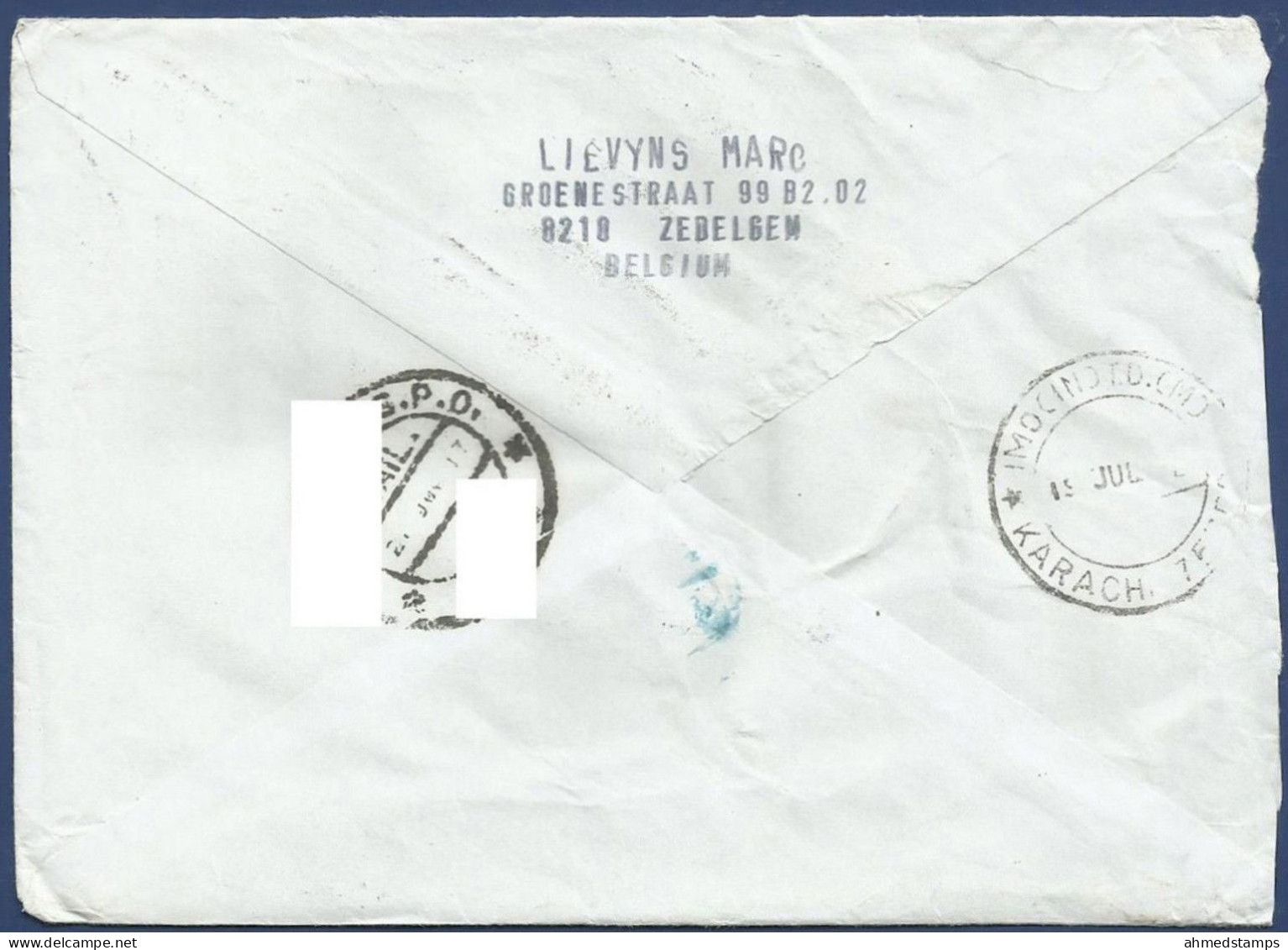 BELGIUM POSTAL USED AIRMAIL COVER TO PAKISTAN BUTTERFLIES BUTTERFLY - Zonder Classificatie