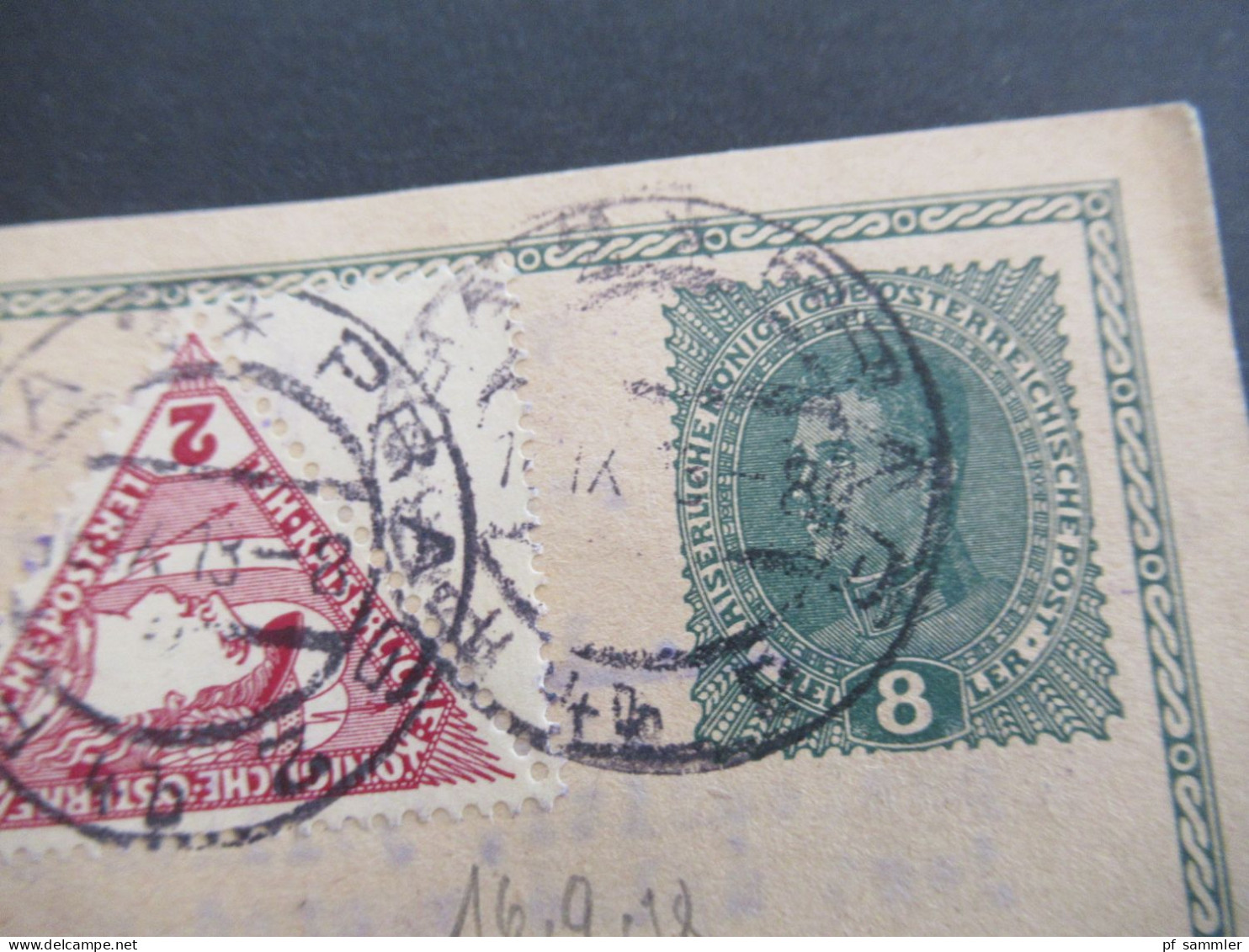 Österreich 1916 / 18 Ganzsache 8 Heller Mit Zusatzfrankatur Drucksachen Eilmarke Mi.Nr.217 Mit 1/2 Leerfeld Prag - Kiew - Briefkaarten