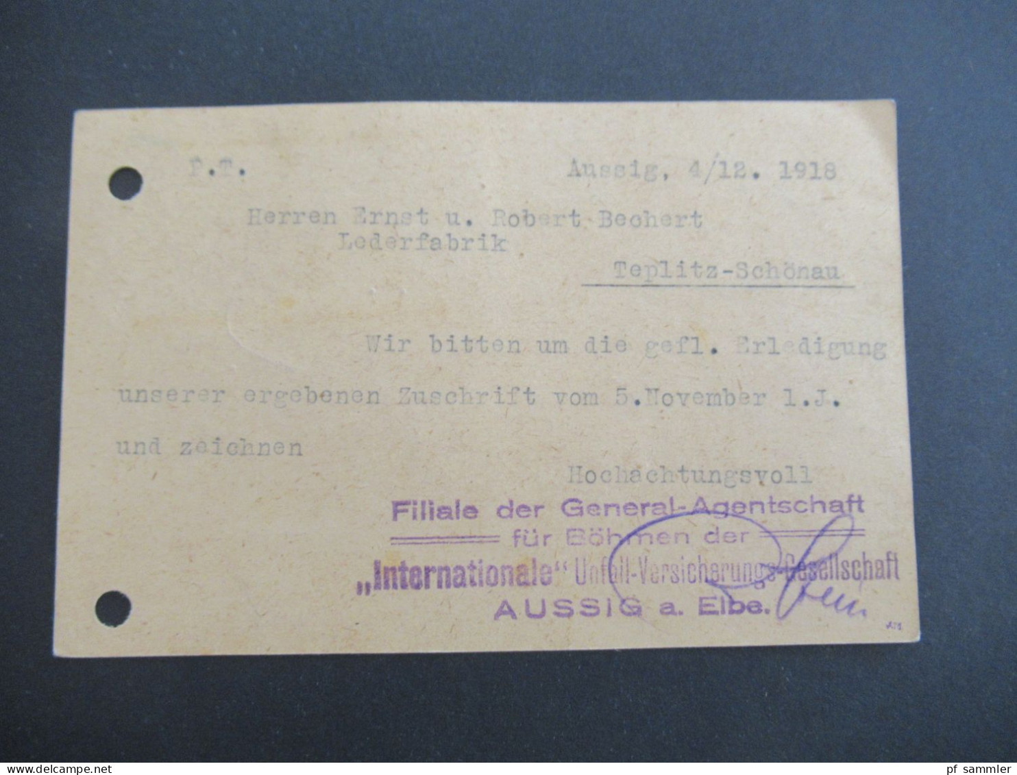 Österreich / Sudeten 1918 Ganzsache 8 Heller Mit Zusatzfrankatur Drucksachen Eilmarke Mi.Nr.219 Aussig - Teplitz Schönau - Briefkaarten