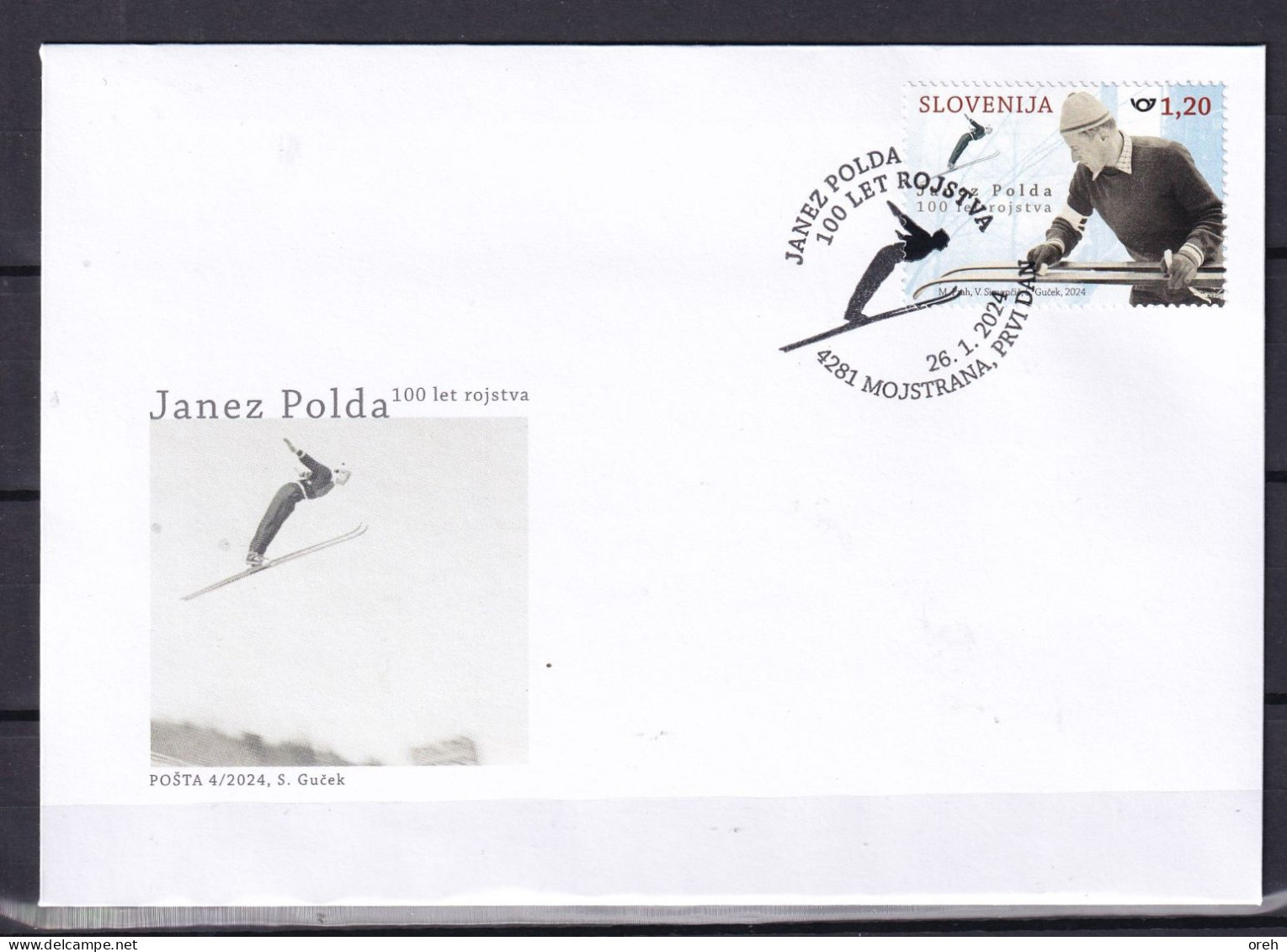 SLOVENIA  2024,JANEZ POLDA,CENTERARY OF HIS BIRTH,SKI JUMER ,SPORT,FDC - Eslovenia