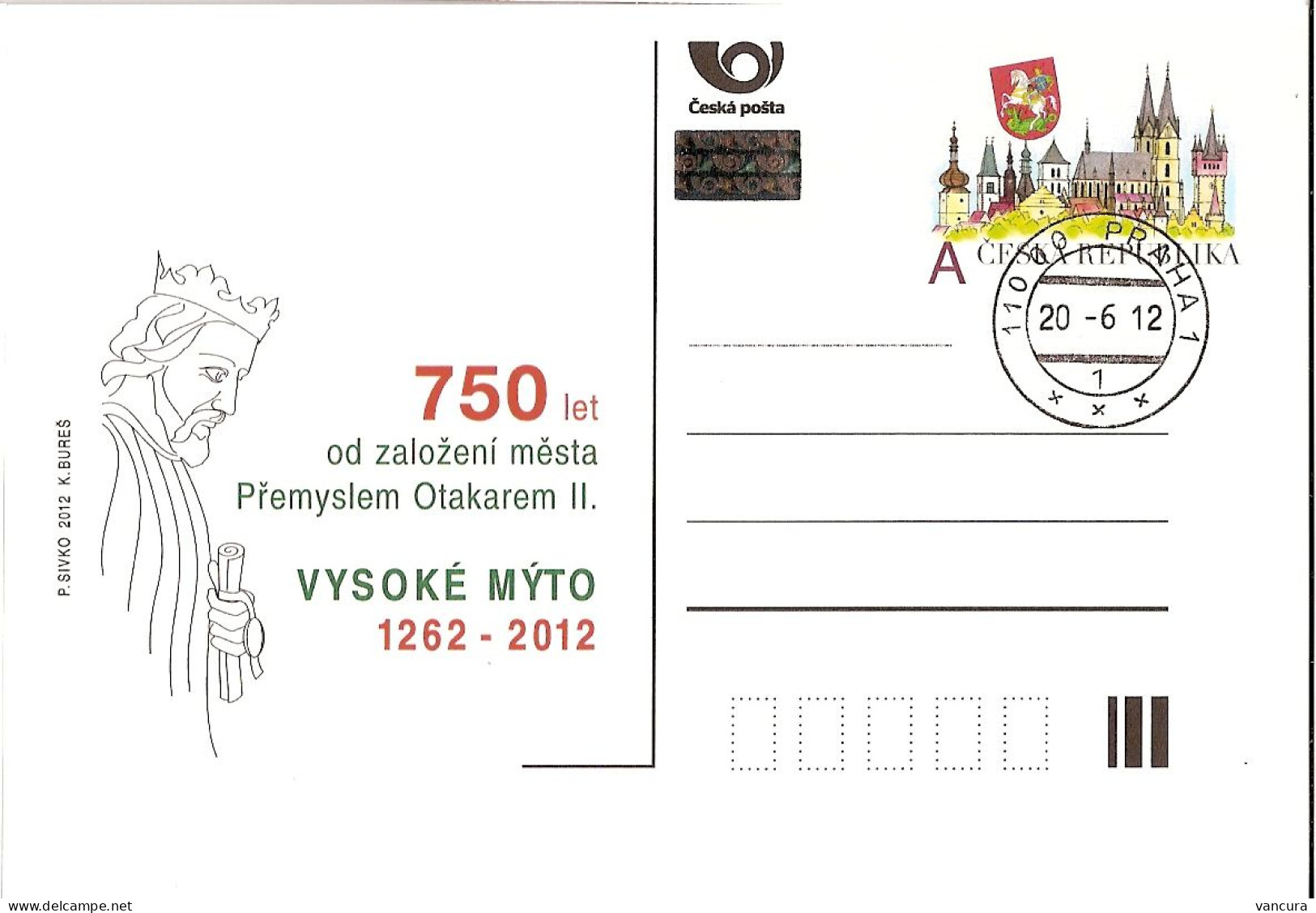 CDV 149 Czech Republic Anniversary Of Foundation Of Vysoke Myto Hohenmauth 2012 - Altri & Non Classificati