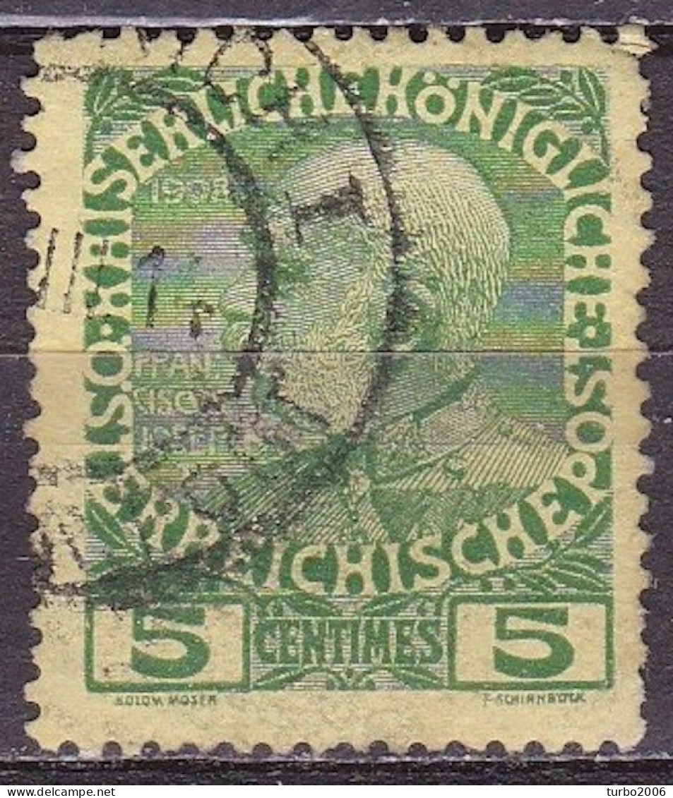 CRETE 1908-14 Austrian Office Glossy Paper 5 Centimes Green / Yellow Vl.17 - Creta