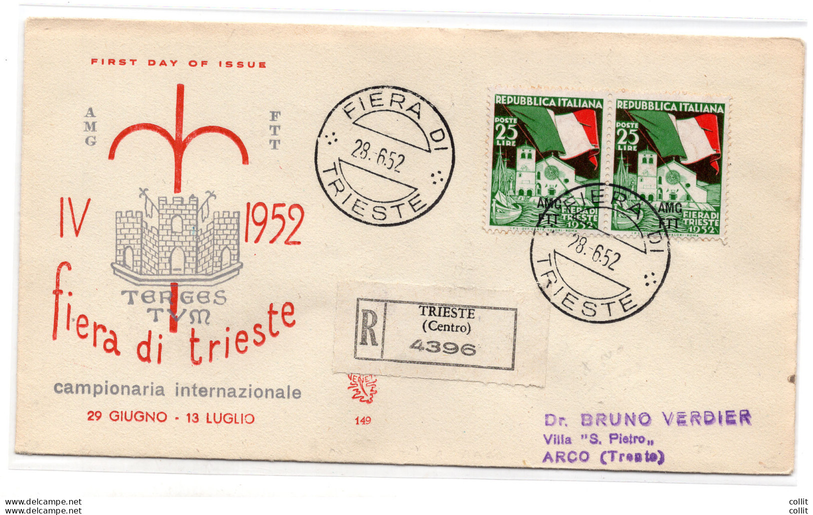 Trieste A - Fiera Di Trieste Coppia Su FDC Venezia Racc. - Storia Postale