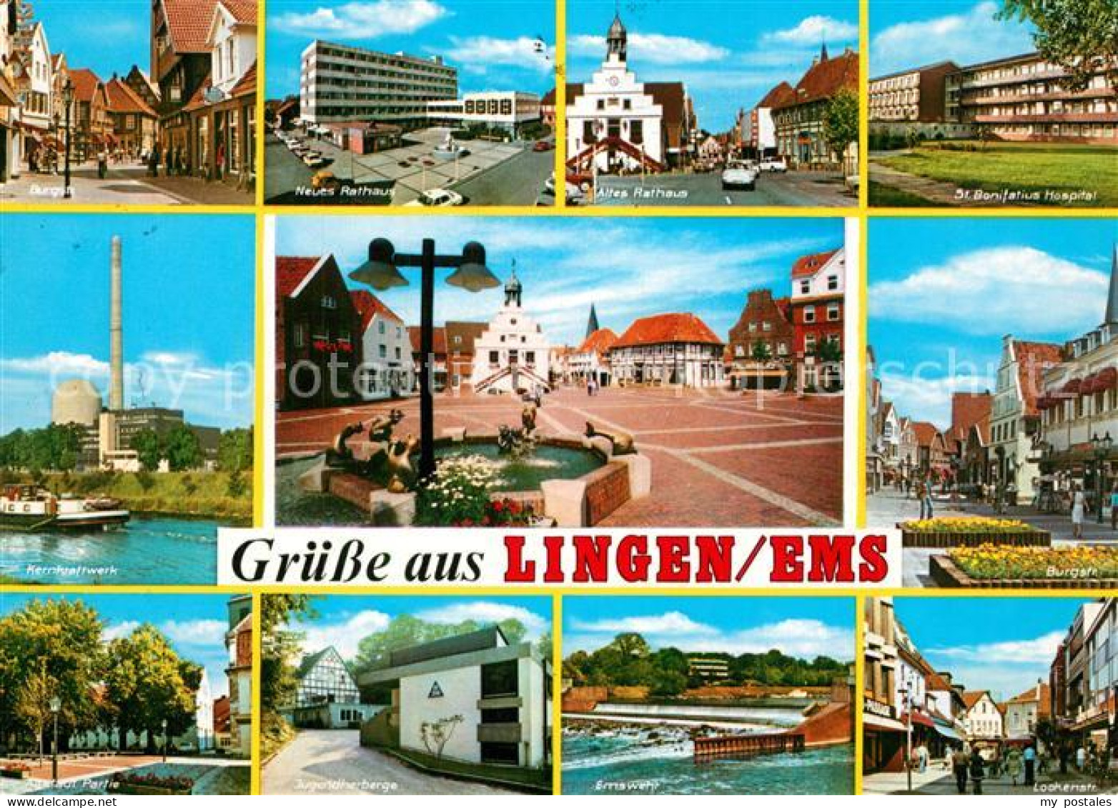 73572165 Lingen Ems Teilansichten Rathaus Hospital Marktplatz Kernkraftwerk Wehr - Lingen