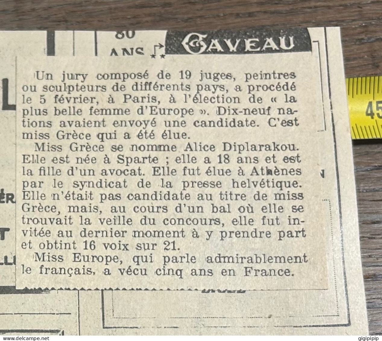 1930 GHI6 CANDIDATES AU TITRE DE MISS EUROPE Alice Diplarakou Miss Grèce - Collections