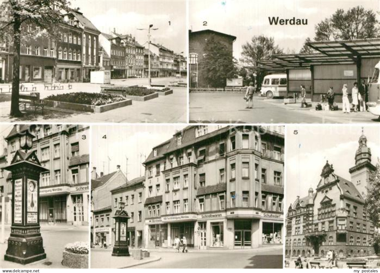 73565421 Werdau Sachsen Marktplatz Busbahnhof Wegweiser August Bebel Strasse Rat - Werdau