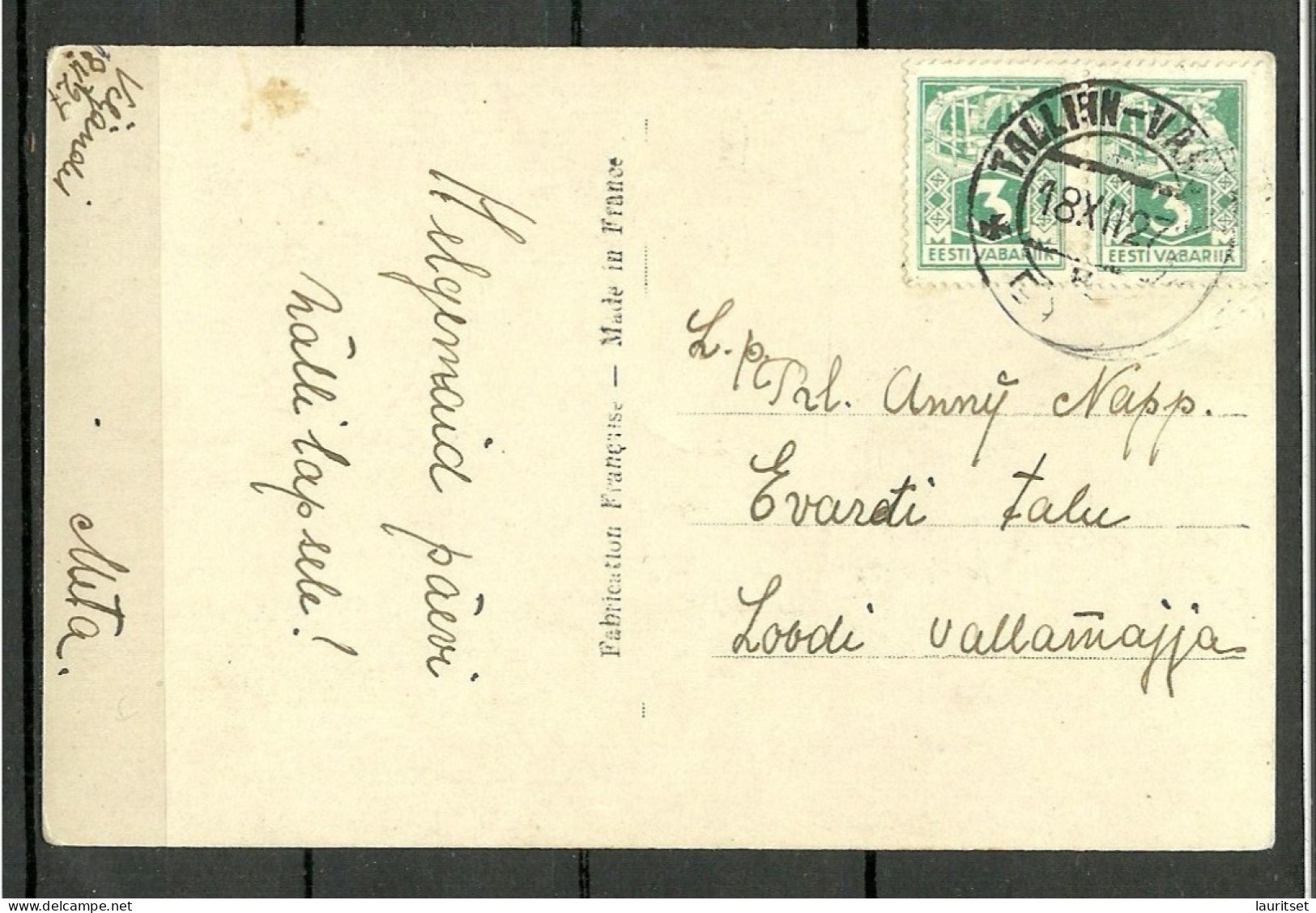 ESTONIA Estland 1927 O Tallinn-Vaksal Domestic Post Card Sent To Loodi Michel 34 A As Pair - Estonie