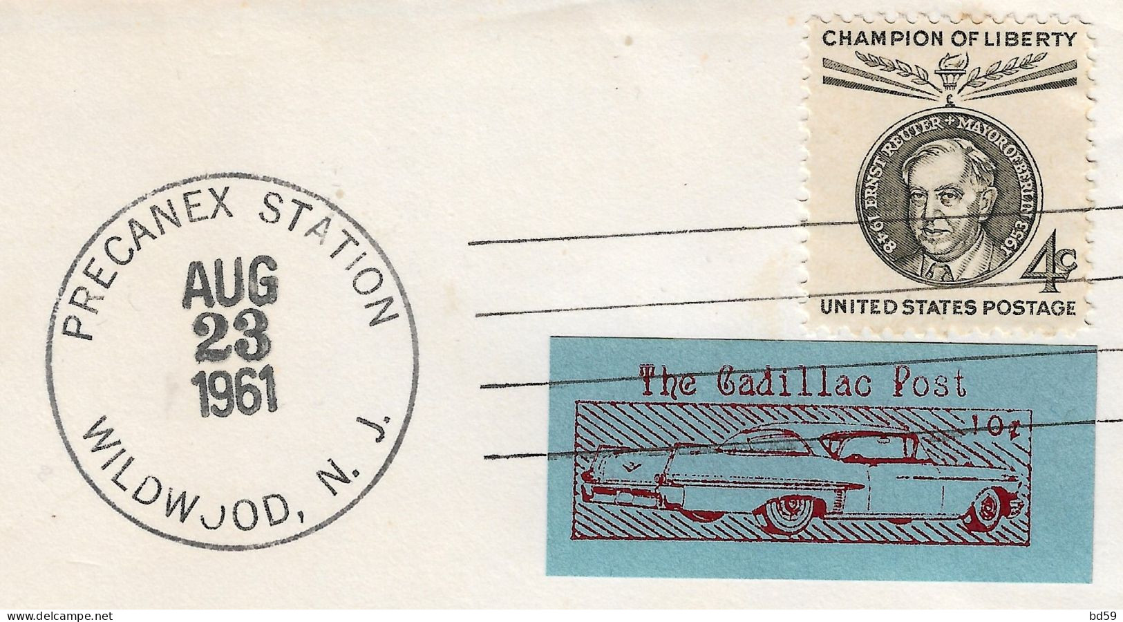 USA Etats-Unis, Poste Locale Moderne 1961, Timbre CADILLAC Sur Lettre - Sellos Locales