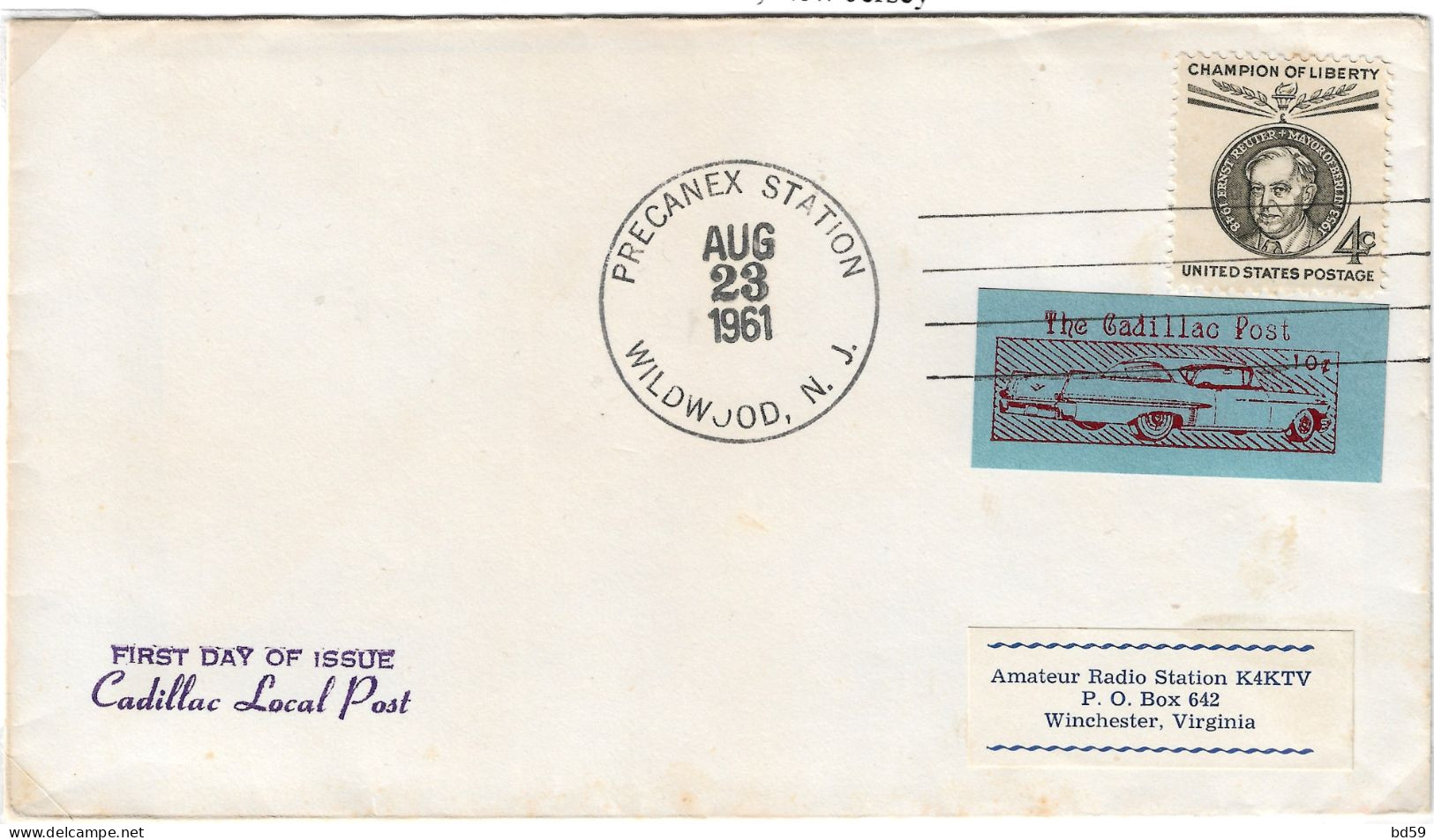 USA Etats-Unis, Poste Locale Moderne 1961, Timbre CADILLAC Sur Lettre - Postes Locales