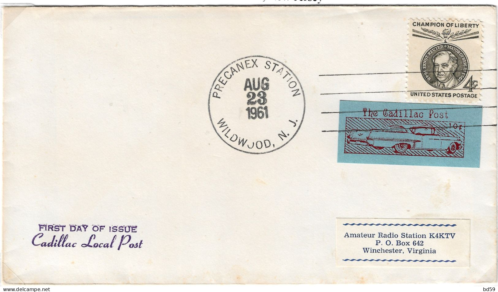 USA Etats-Unis, Poste Locale Moderne 1961, Timbre CADILLAC Sur Lettre - Locals & Carriers