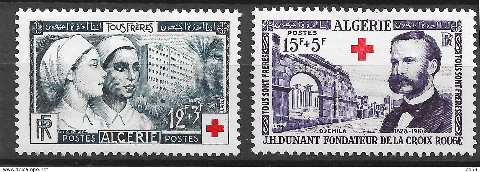 ALGERIE F 1954  N°Y&T 316-7 Croix-Rouge « Tous Frères » JH Dunant Et Ruines De Djemila - Neufs