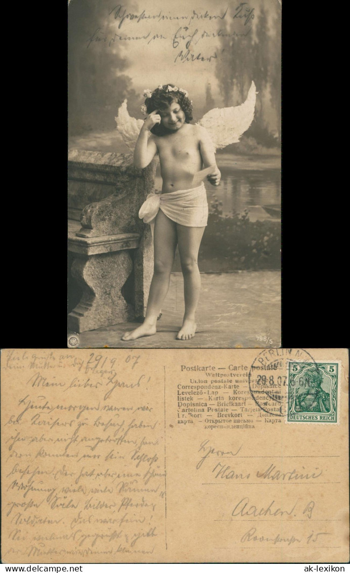 Ansichtskarte  Motiv: Engel Angel Fotokunst Beim Lesen Eines Briefes 1907 - Non Classés