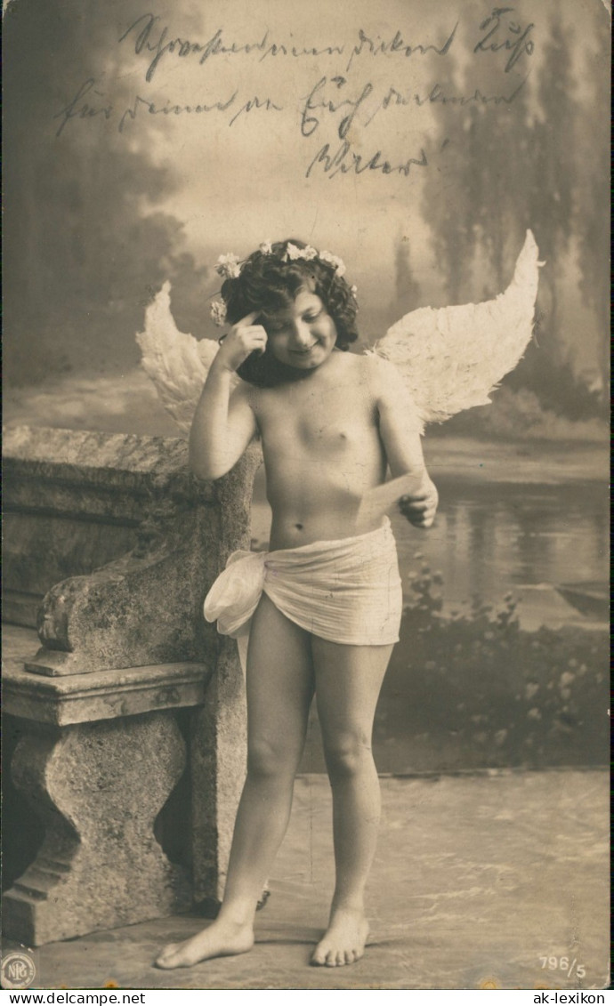 Ansichtskarte  Motiv: Engel Angel Fotokunst Beim Lesen Eines Briefes 1907 - Ohne Zuordnung