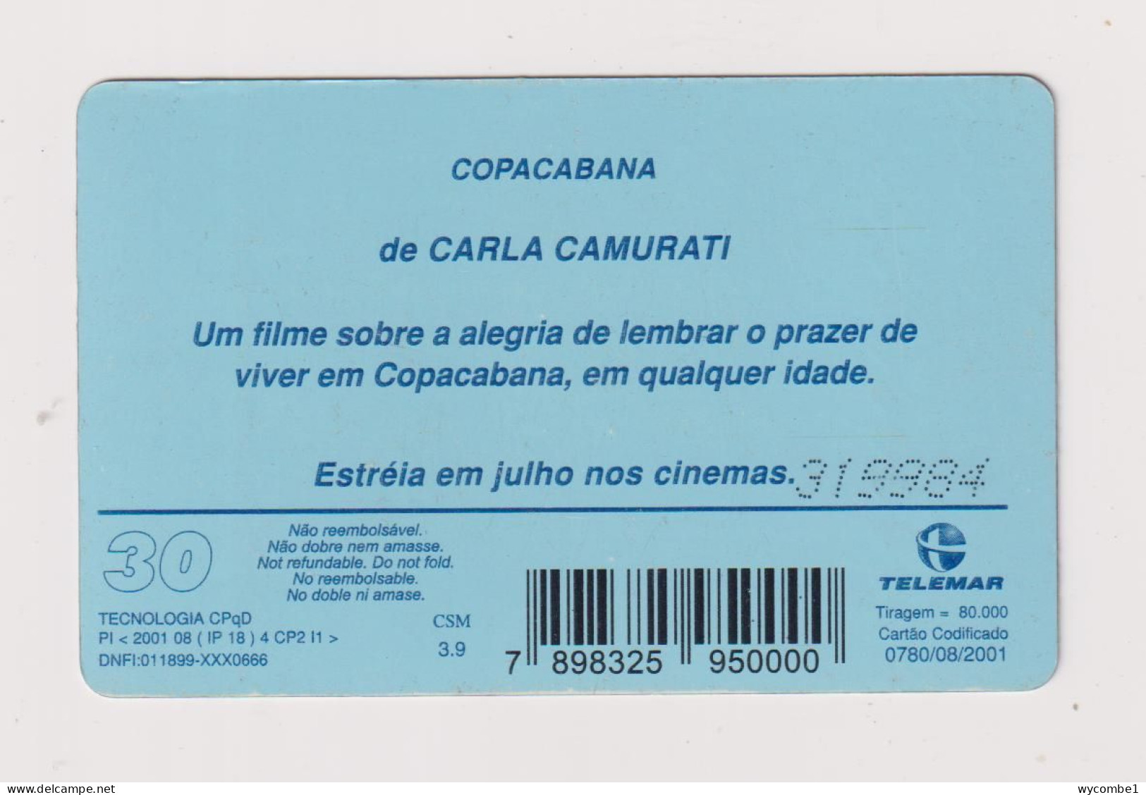 BRASIL -  Copercabana Inductive  Phonecard - Brasilien