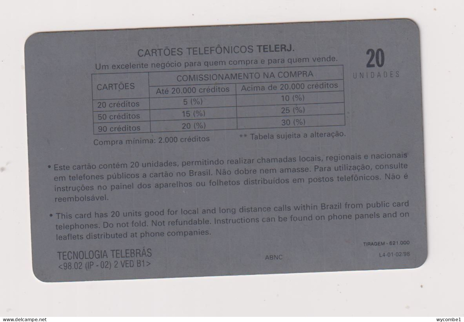 BRASIL -  Service Access Number Inductive  Phonecard - Brésil