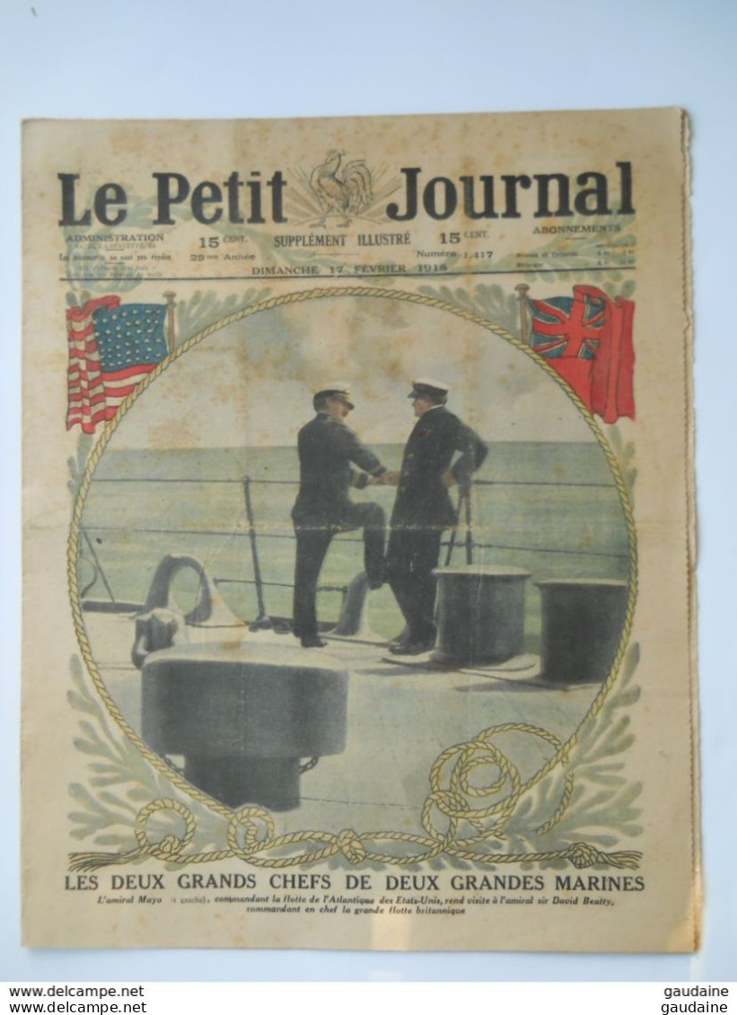 Le Petit Journal N°1417 -17 Février 1918 - LES AMIRAUX MAYO ( US ) ET BEATTY - WW1 USA - Le Petit Journal