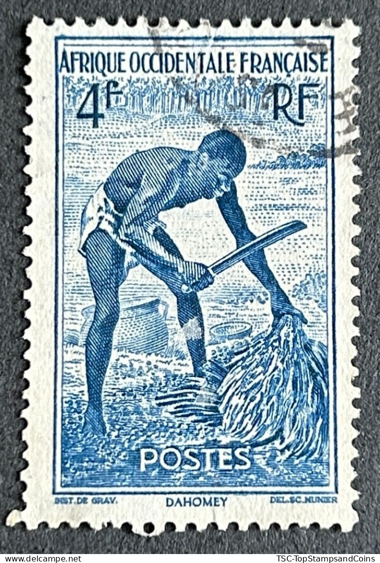 FRAWA0036U1 - Local Motives - Palm Kernel In Athiéné - Dahomey - 4 F Used Stamp - AOF - 1947 - Usati