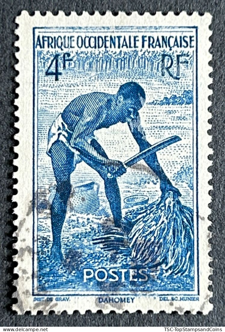 FRAWA0036U2 - Local Motives - Palm Kernel In Athiéné - Dahomey - 4 F Used Stamp - AOF - 1947 - Gebruikt