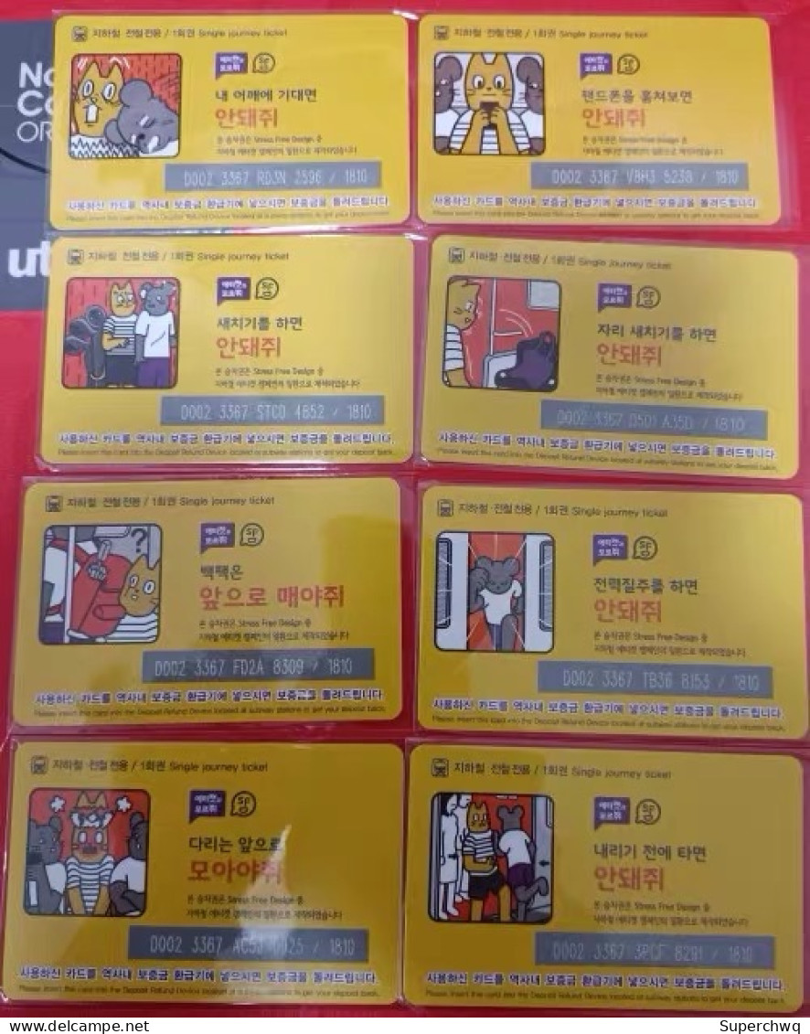 Seoul, South Korea Metro One-way Card/one-way Ticket/subway Card,8 Pcs - Mondo