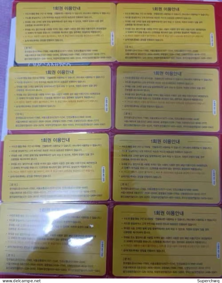 Seoul, South Korea Metro One-way Card/one-way Ticket/subway Card,8 Pcs - Mondo