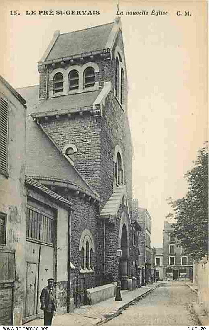 93 - Le Pré St Gervais - La Nouvelle Eglise - Animée - CPA - Voir Scans Recto-Verso - Le Pre Saint Gervais