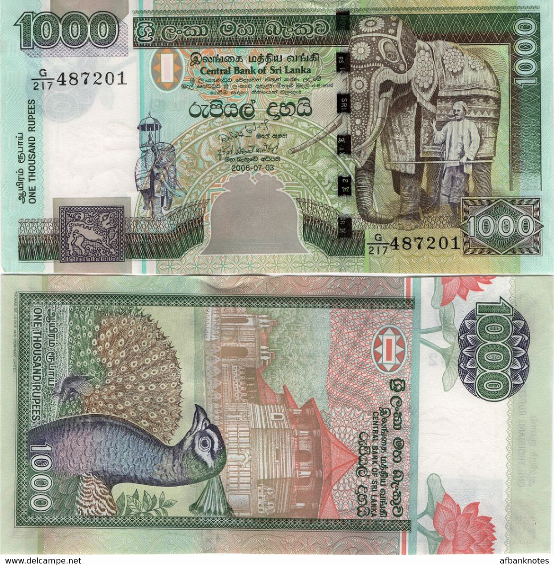 SRI LANKA        1000 Rupees       P-120d        3.7.2006       UNC - Sri Lanka