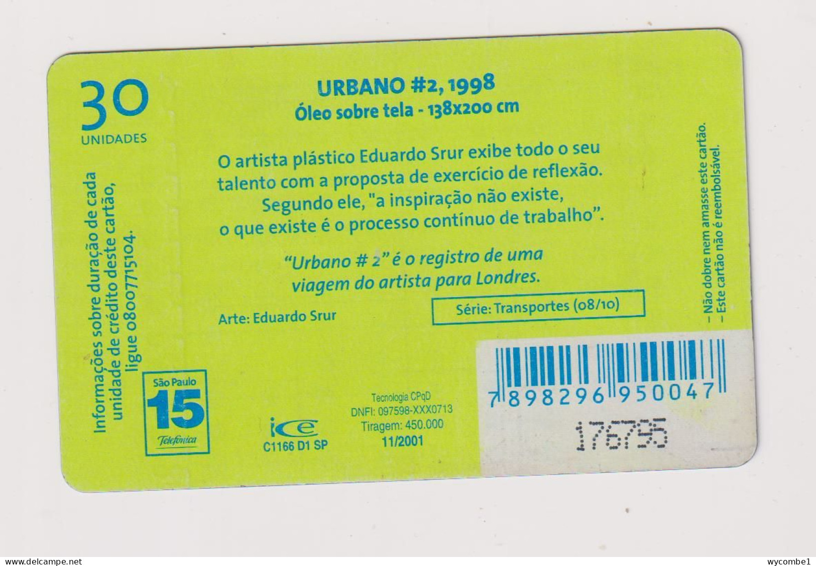 BRASIL -  London Bus Inductive  Phonecard - Brasile