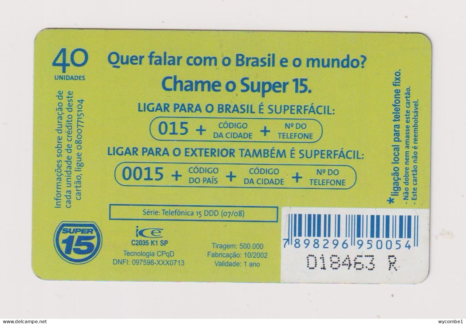 BRASIL -  Leaning Tower Of Pisa Inductive  Phonecard - Brasil