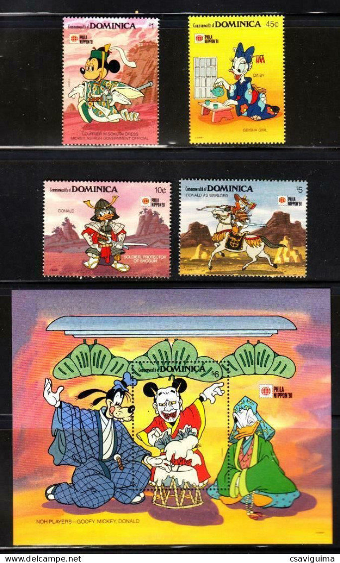 Dominica - 1991 - Disney: Phila Nippon - Yv 1283/86 + Bf 184 - Disney