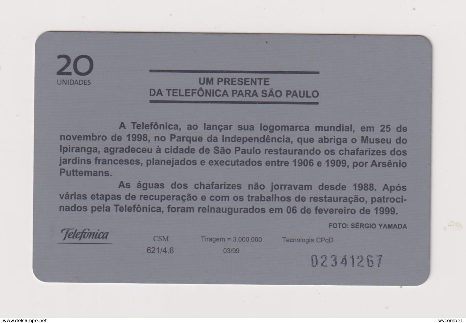 BRASIL -  Sao Paulo Inductive  Phonecard - Brasile