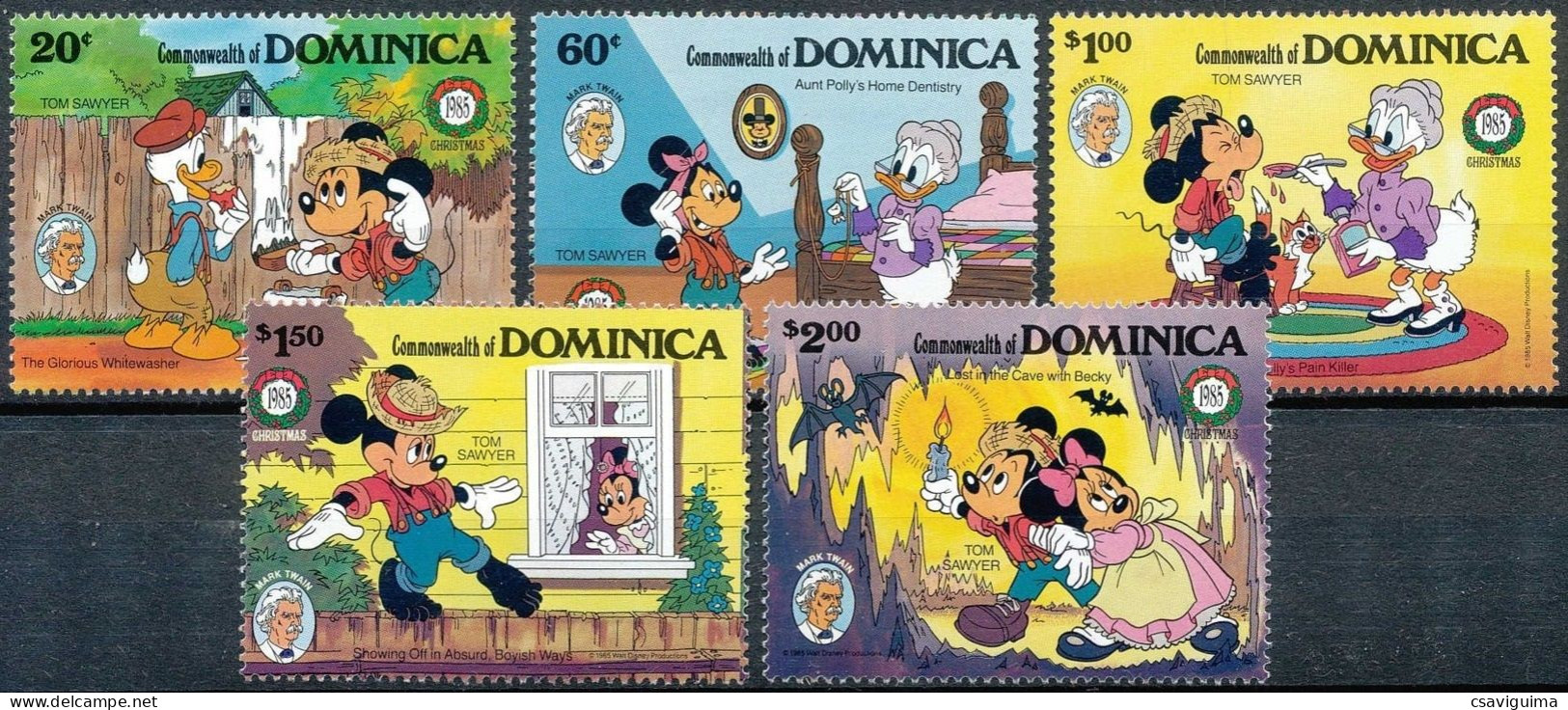 Dominica - 1985 - Disney: Tom Sawyer - Yv 873/77 - Disney