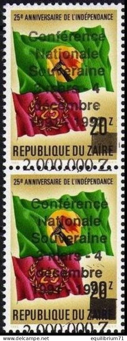 1289**X2 + Surcharge Décalée "conférence Nationale …" NON EMIS / Opdruk "conférence Nationale …" NIET UITGEGEVEN.- ZAÏRE - Ongebruikt