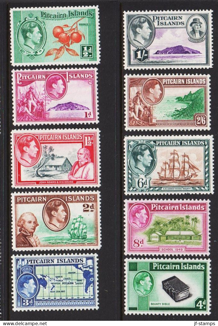 1940 - 1951. PITCAIRN ISLANDS King Georg VI. Bounty. Complete Set With 10 Stamps Never Hinge... (Michel 1-10) - JF543062 - Pitcairn Islands