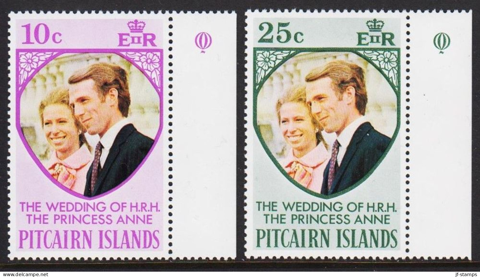 1972. PITCAIRN ISLANDS WEDDING ANNIVERSARY Anne & Mark Phillips Complete Set. Never Hinge... (Michel 135-136) - JF543070 - Pitcairn Islands