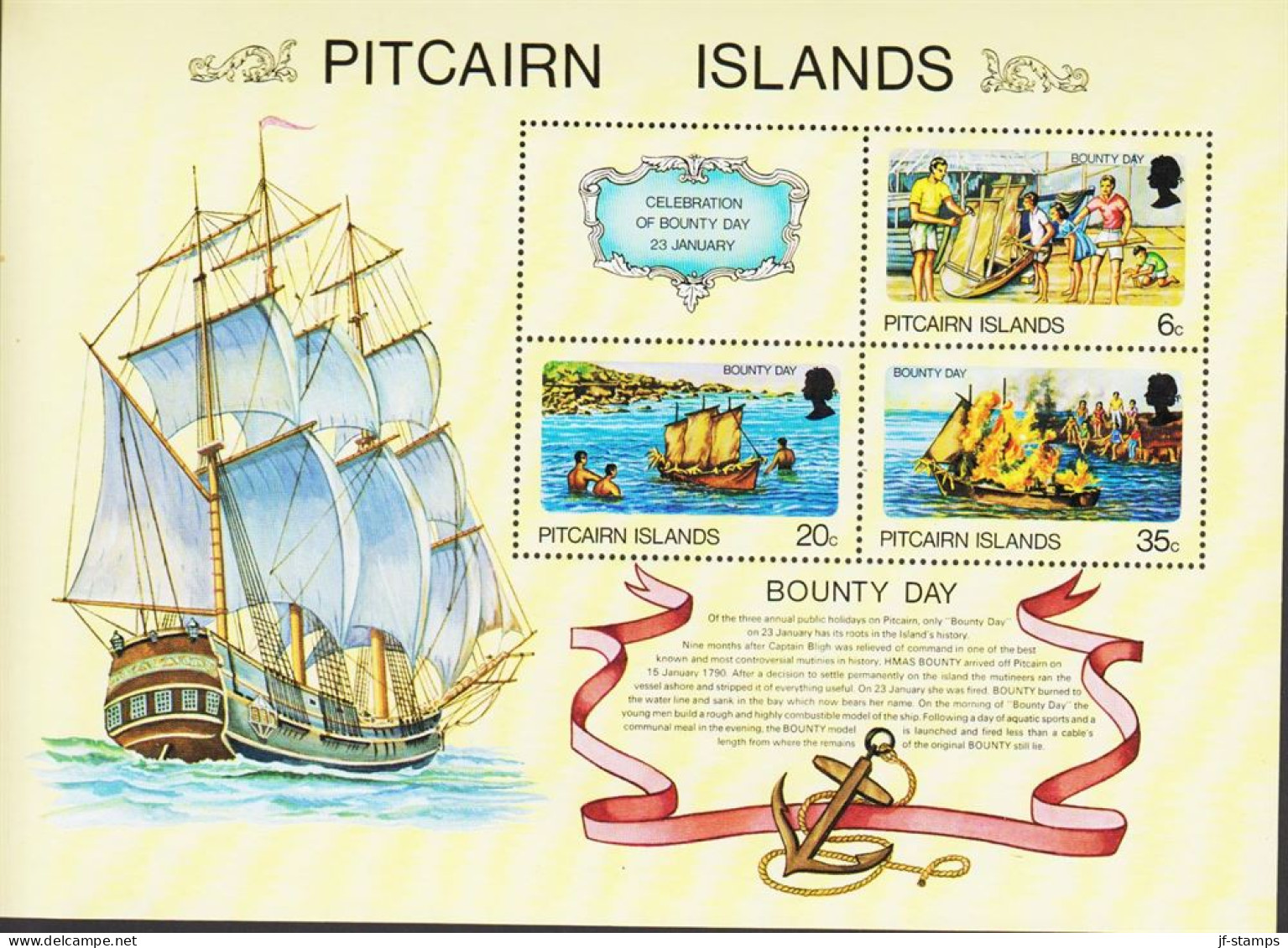 1978. PITCAIRN ISLANDS Bounty Day Block. Never Hinged. (Michel Block 3) - JF543080 - Pitcairninsel